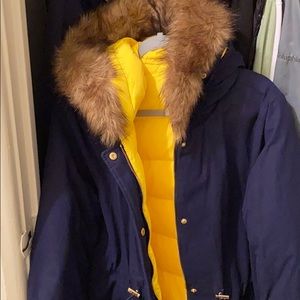 Convertible Winter Coat. Blue and Yellow